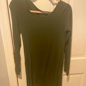Long sleeve olive green dress